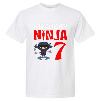 Cute Funny Birthday Ninja For 7 Year Old Little Ninja 7th Birthday Garment-Dyed Heavyweight T-Shirt