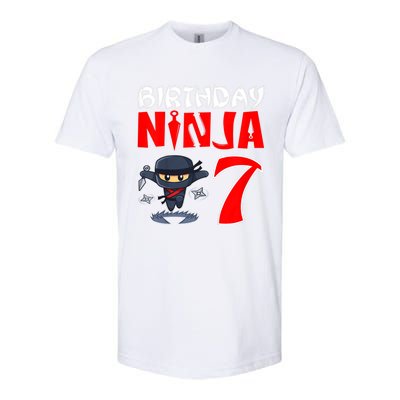 Cute Funny Birthday Ninja For 7 Year Old Little Ninja 7th Birthday Softstyle CVC T-Shirt