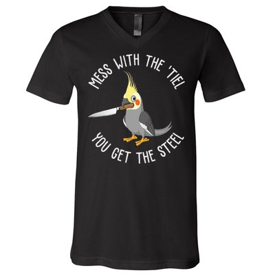 Cockatiel Funny Bird Lover Cockatiel V-Neck T-Shirt