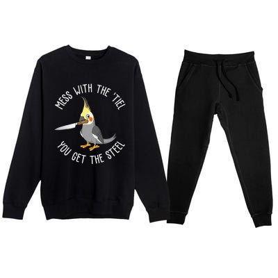 Cockatiel Funny Bird Lover Cockatiel Premium Crewneck Sweatsuit Set