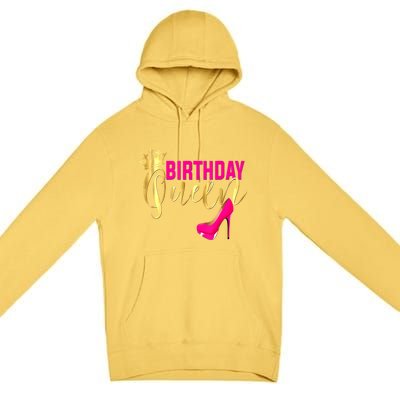 Cute Funny Birthday Queen Gift Girly Pink Shoe Crown Wo Birthday Premium Pullover Hoodie