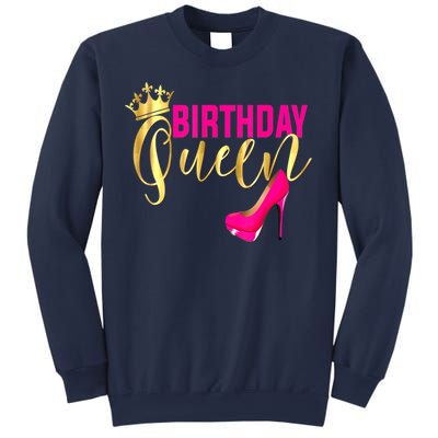 Cute Funny Birthday Queen Gift Girly Pink Shoe Crown Wo Birthday Sweatshirt