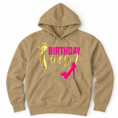 Cute Funny Birthday Queen Gift Girly Pink Shoe Crown Wo Birthday Hoodie