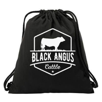 Cow Farmer Black Angus Cattle Drawstring Bag