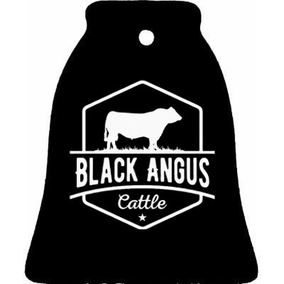 Cow Farmer Black Angus Cattle Ceramic Bell Ornament