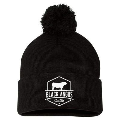 Cow Farmer Black Angus Cattle Pom Pom 12in Knit Beanie