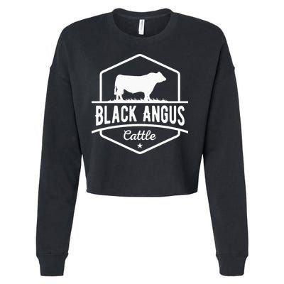 Cow Farmer Black Angus Cattle Cropped Pullover Crew