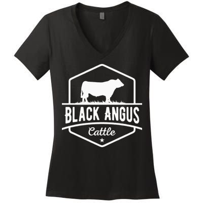 Cow Farmer Black Angus Cattle Women's V-Neck T-Shirt