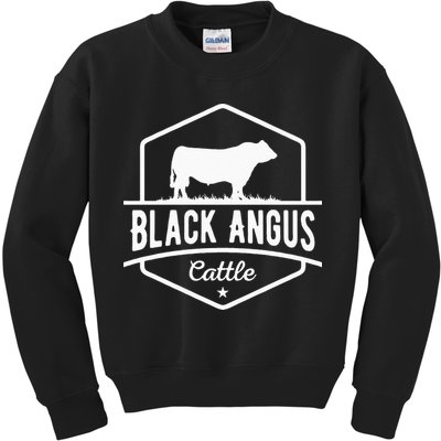 Cow Farmer Black Angus Cattle Kids Sweatshirt