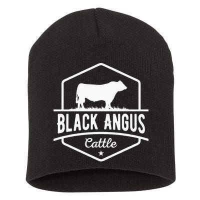 Cow Farmer Black Angus Cattle Short Acrylic Beanie