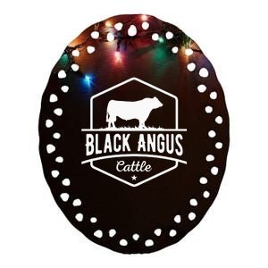 Cow Farmer Black Angus Cattle Ceramic Oval Ornament