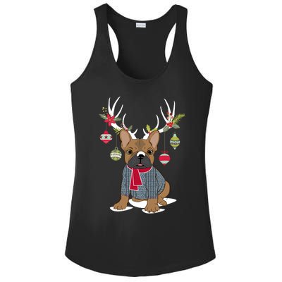 Cute French Bulldog Frenchie Christmas Reindeer Gift Ladies PosiCharge Competitor Racerback Tank