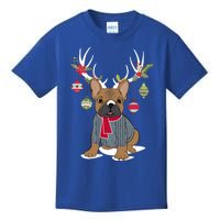 Cute French Bulldog Frenchie Christmas Reindeer Gift Kids T-Shirt