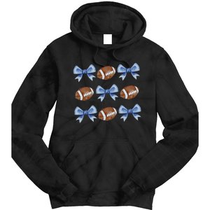 Coquette Football Bow Football Mom Game Day Tie Dye Hoodie