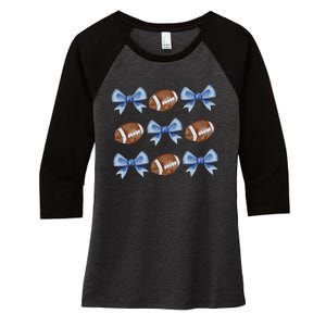 Coquette Football Bow Football Mom Game Day Women's Tri-Blend 3/4-Sleeve Raglan Shirt