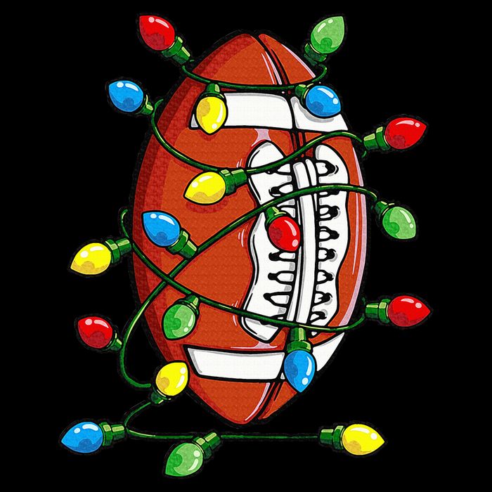 Christmas Football Ball Xmas Lights Funny Sport Stripe Pom Pom Beanie