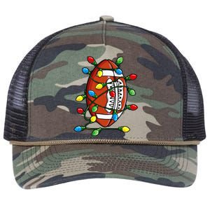 Christmas Football Ball Xmas Lights Funny Sport Retro Rope Trucker Hat Cap