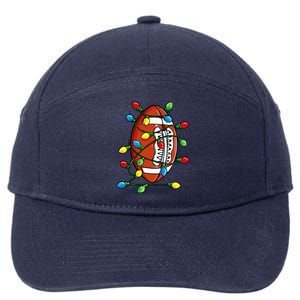 Christmas Football Ball Xmas Lights Funny Sport 7-Panel Snapback Hat