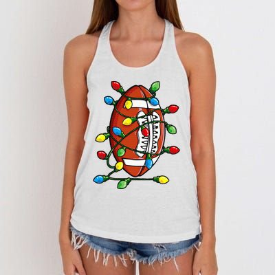 Christmas Football Ball Xmas Lights Funny Sport Women's Knotted Racerback Tank