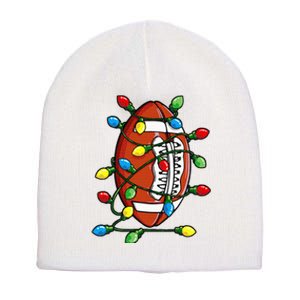 Christmas Football Ball Xmas Lights Funny Sport Short Acrylic Beanie