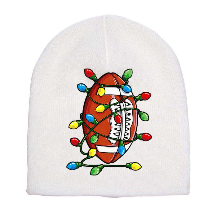 Christmas Football Ball Xmas Lights Funny Sport Short Acrylic Beanie