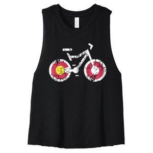 Colorado Flag Bike Cycling Mountain Biking Gift Women's Racerback Cropped Tank