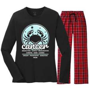 Cancer Facts Birthday Zodiac Sign Moon Astrology Women's Long Sleeve Flannel Pajama Set 