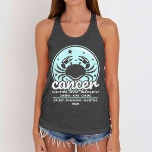 Cancer Facts Birthday Zodiac Sign Moon Astrology Women's Knotted Racerback Tank