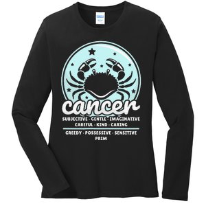 Cancer Facts Birthday Zodiac Sign Moon Astrology Ladies Long Sleeve Shirt