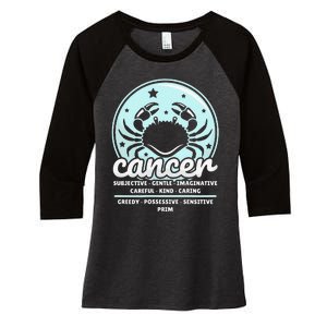 Cancer Facts Birthday Zodiac Sign Moon Astrology Women's Tri-Blend 3/4-Sleeve Raglan Shirt