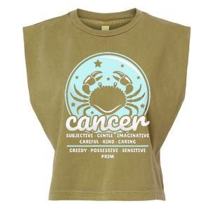 Cancer Facts Birthday Zodiac Sign Moon Astrology Garment-Dyed Women's Muscle Tee