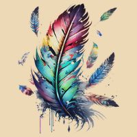 Colorful Feathers Boho Style, Bird, Native Americans, Symbol Drawstring Bag