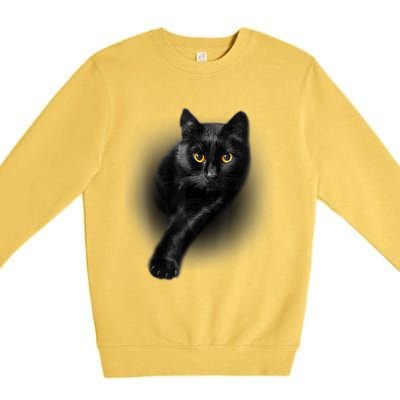 Cute Funny Black Cat Yellow Eyes T Cats Premium Crewneck Sweatshirt