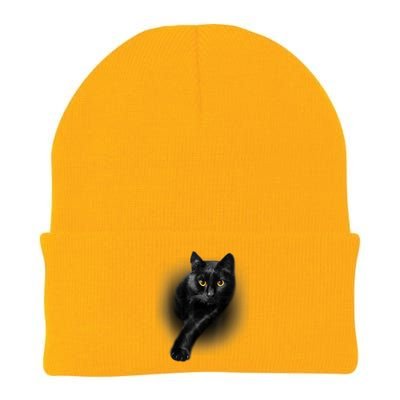 Cute Funny Black Cat Yellow Eyes T Cats Knit Cap Winter Beanie