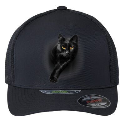 Cute Funny Black Cat Yellow Eyes T Cats Flexfit Unipanel Trucker Cap