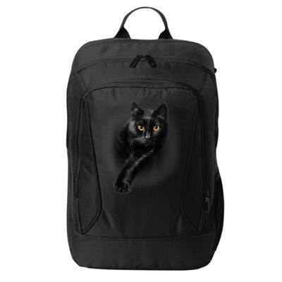 Cute Funny Black Cat Yellow Eyes T Cats City Backpack