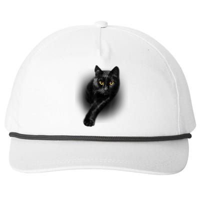 Cute Funny Black Cat Yellow Eyes T Cats Snapback Five-Panel Rope Hat