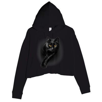 Cute Funny Black Cat Yellow Eyes T Cats Crop Fleece Hoodie