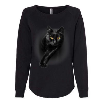 Cute Funny Black Cat Yellow Eyes T Cats Womens California Wash Sweatshirt