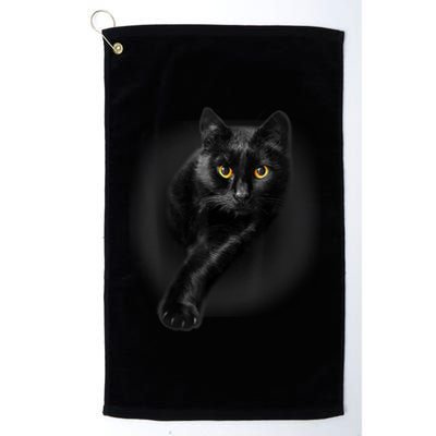 Cute Funny Black Cat Yellow Eyes T Cats Platinum Collection Golf Towel