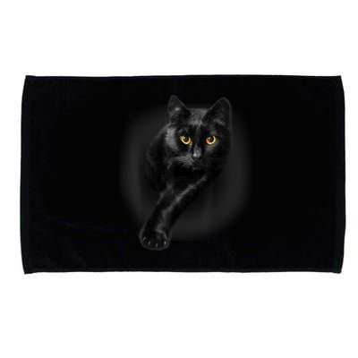 Cute Funny Black Cat Yellow Eyes T Cats Microfiber Hand Towel