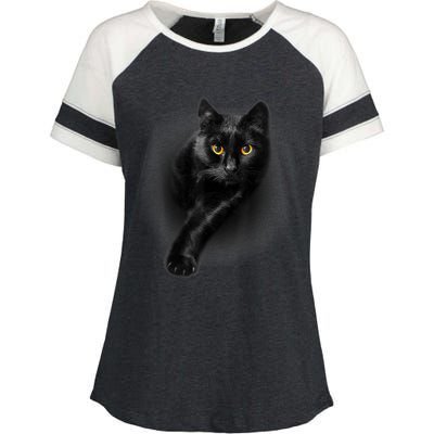 Cute Funny Black Cat Yellow Eyes T Cats Enza Ladies Jersey Colorblock Tee