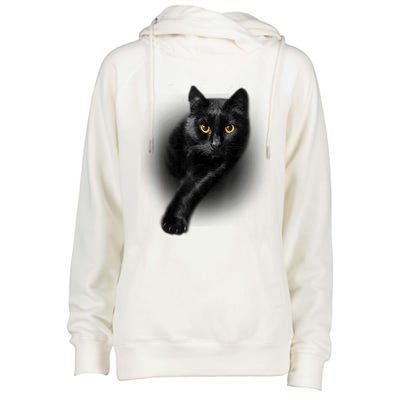 Cute Funny Black Cat Yellow Eyes T Cats Womens Funnel Neck Pullover Hood