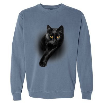 Cute Funny Black Cat Yellow Eyes T Cats Garment-Dyed Sweatshirt