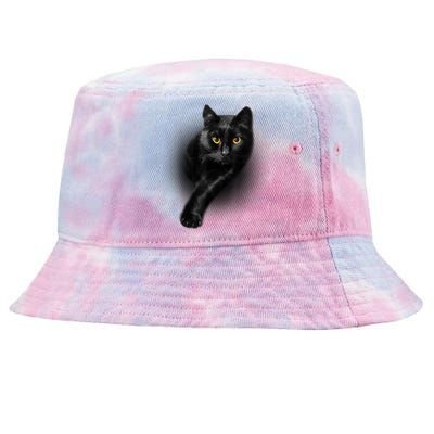 Cute Funny Black Cat Yellow Eyes T Cats Tie-Dyed Bucket Hat