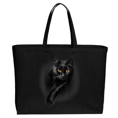 Cute Funny Black Cat Yellow Eyes T Cats Cotton Canvas Jumbo Tote