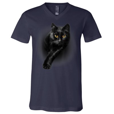 Cute Funny Black Cat Yellow Eyes T Cats V-Neck T-Shirt