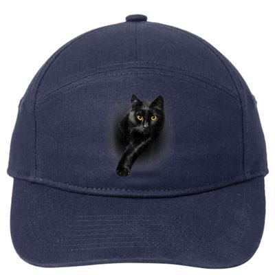 Cute Funny Black Cat Yellow Eyes T Cats 7-Panel Snapback Hat