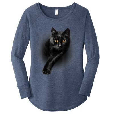 Cute Funny Black Cat Yellow Eyes T Cats Women's Perfect Tri Tunic Long Sleeve Shirt