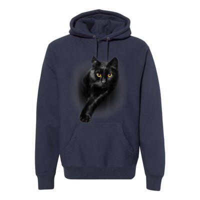 Cute Funny Black Cat Yellow Eyes T Cats Premium Hoodie